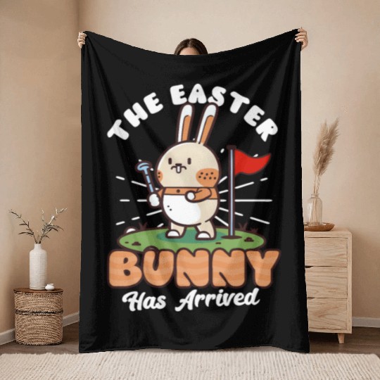Golf Easter Easter Bunny Has Arrived Throw Blankets