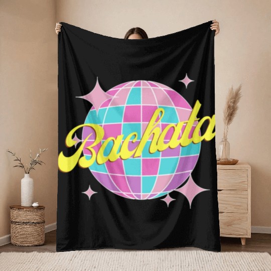 Bachata dance neon color disco ball Throw Blankets