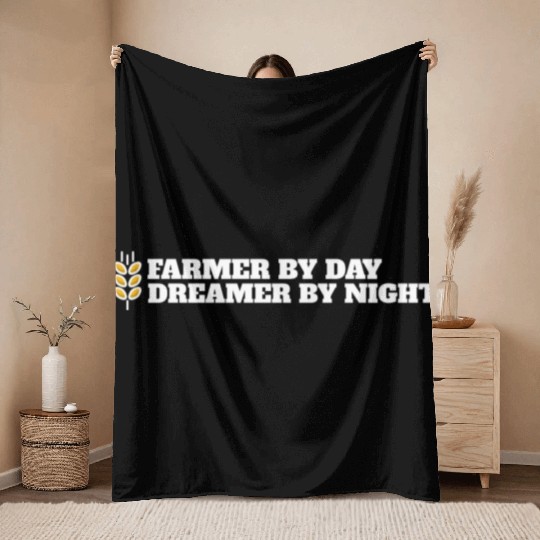 farmer by day dreamer by night Throw Blankets