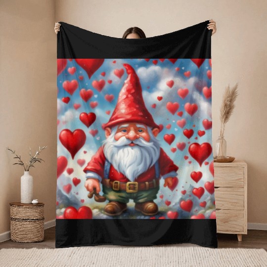 Gnome for Valentine Throw Blankets