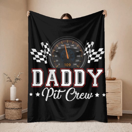 Race Car Birthday Party Racing Family Daddy Pit Throw Blankets