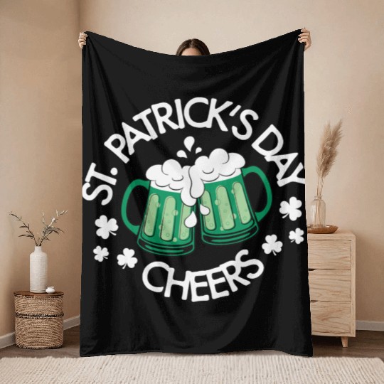 St. Patrick's Day Cheers Irish Beer Throw Blankets
