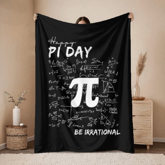 Funny Pi Day Be Irrational Spiral Pi Math 3.14 Throw Blankets