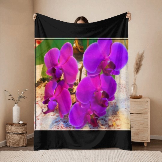 Orchid 3 Throw Blankets