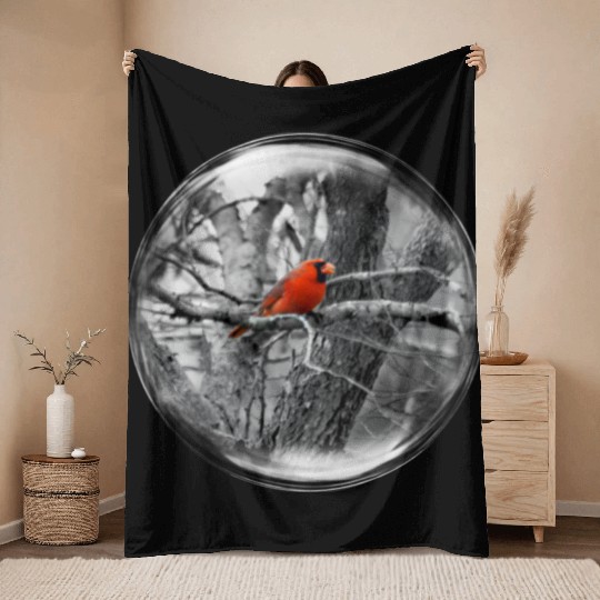 Life in a Bubble Collection -Contrasting Cardinal Throw Blankets