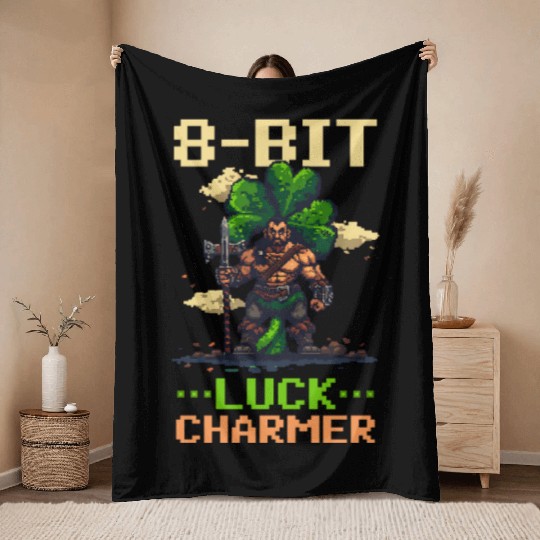St. Patricks Day Gaming 8-Bit Luck Charmer Throw Blankets
