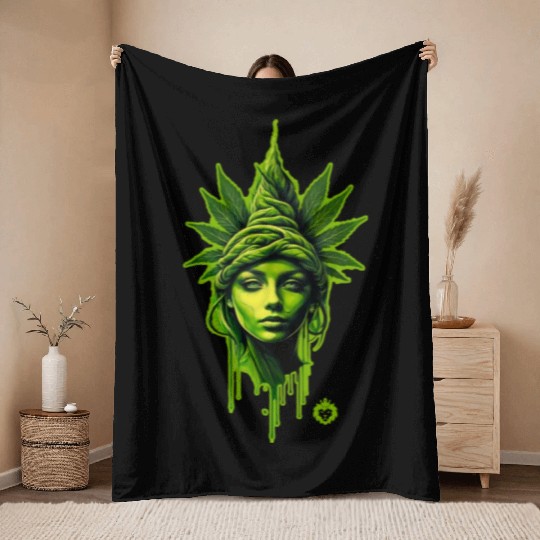 Mary Jane Weed Queen Throw Blankets