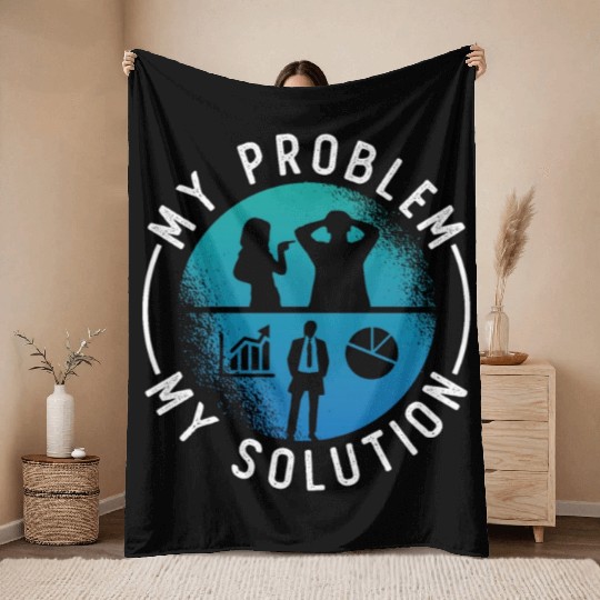 Data Analyst My Problem My Solution Pictogram Dad Throw Blankets