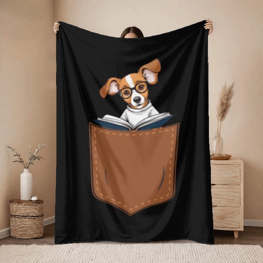 Puppy Dog Clothing, Cute Pug In Pocket Throw Blankets