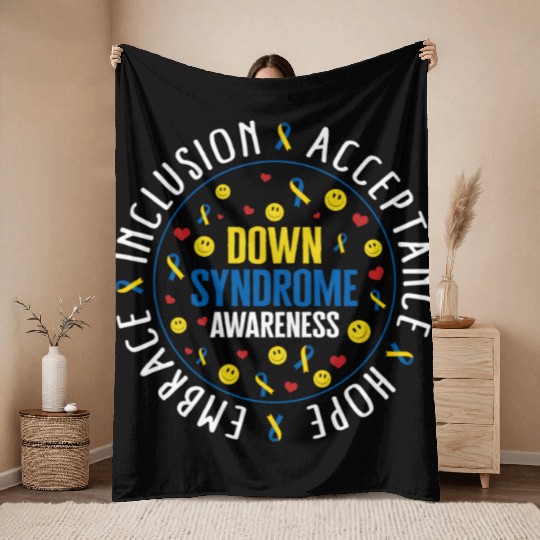 Down Syndrome Awareness Throw Blankets, Embrace Inclusion