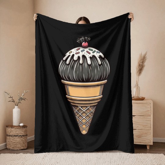 Junk Food Ice Cream Cone Throw Blankets
