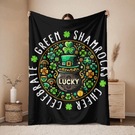 St. Patrick's Day Throw Blankets, Lucky Pot Of Gold Leaf