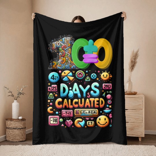 School Throw Blankets, 100 Days Calculated Numbers