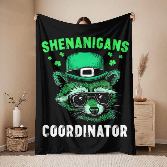 Shenanigans Coordinator Cute Raccoon Funny Throw Blankets