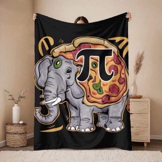 Jumbo Elephant Pizza Pi Day Food Throw Blankets
