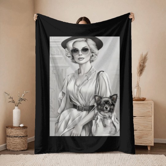 Modern women love to protect and take care of pets Throw Blankets