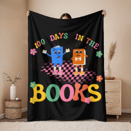 100 Days in the Books Reading Teacher Throw Blankets