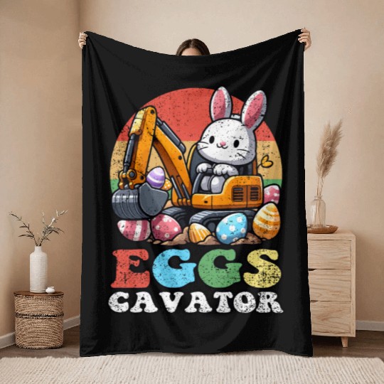EGGSCAVATOR EASTER Throw Blankets