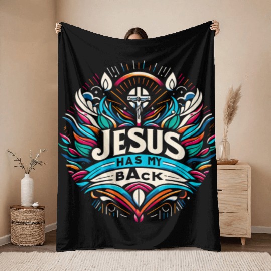 Jesus Has My Back 27 Throw Blankets