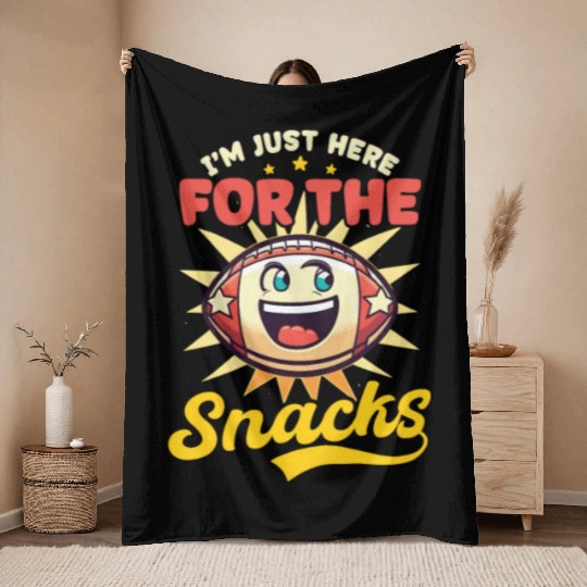 Football Lover Here For The Snacks Throw Blankets