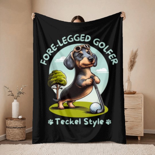 Cute Teckel, dachshund lover and golfers Throw Blankets