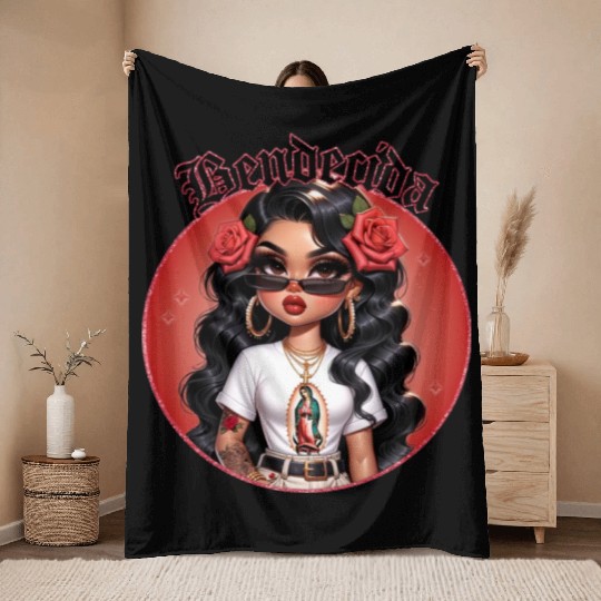 Blessed in Spanish Bendecida Catholic Gift Throw Blankets