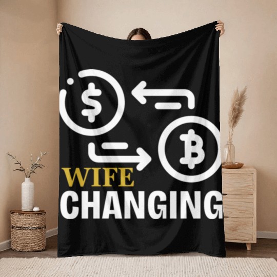Black and Gold Wife Changing - Bitcoin Throw Blankets