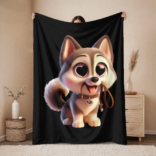 Charming Puppy Love Throw Blankets
