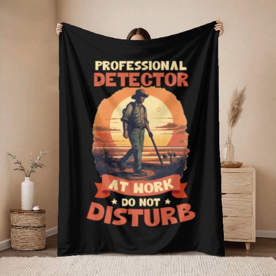 Metal Detecting Professional Detector At Work Throw Blankets