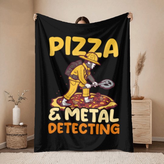 Metal Detecting Pizza And Detecting Throw Blankets