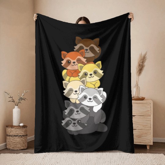 Bear Brotherhood Flag Pride Lgbtq Cute Raccoon Throw Blankets