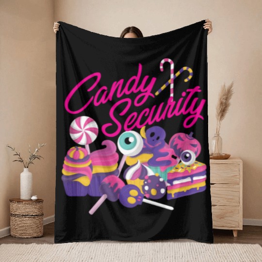 Candy Security Mom Dad Matching Birthday Costume Throw Blankets