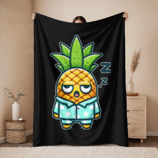 Pineapple Bedtime Throw Blankets