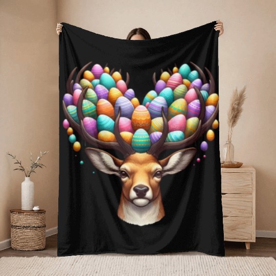 A Deer's Easter Surprise Throw Blankets