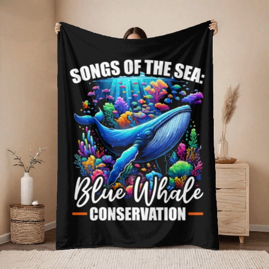 Endangered Species Blue Whale Animal Rights Throw Blankets