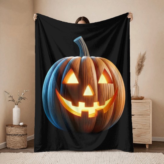 Jack o Lantern Pumpkin Throw Blankets