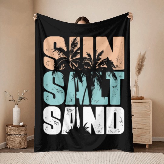 Sun, Salt, Sand Unisex Throw Blankets For Beach & Travel