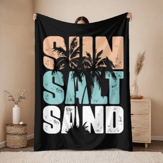 Sun, Salt, Sand Unisex Throw Blankets For Beach & Travel