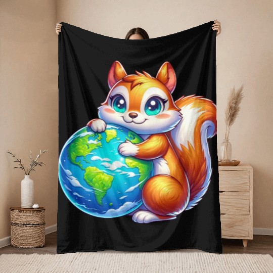 Squirrel for Earth Environmental Nature Throw Blankets