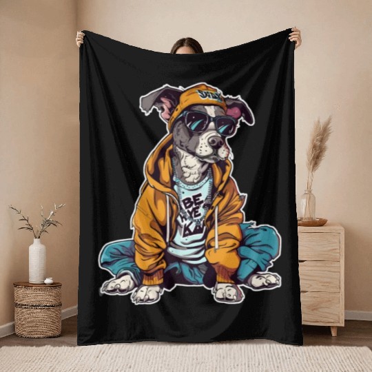 Street-Style Schnauzer Throw Blankets