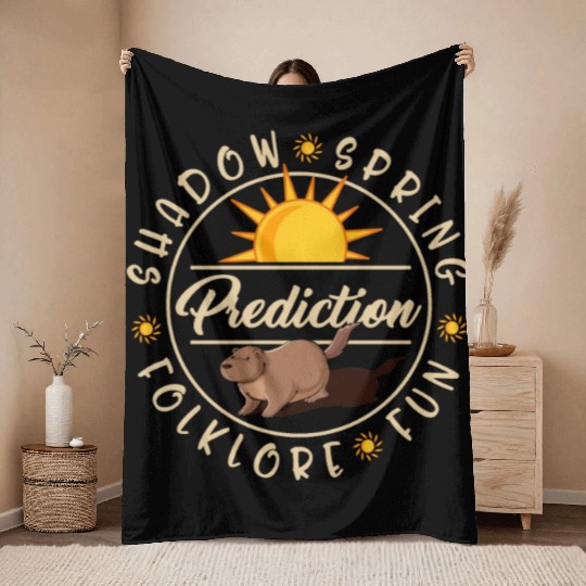 Groundhog Throw Blankets, Groundhog Prediction Shadow