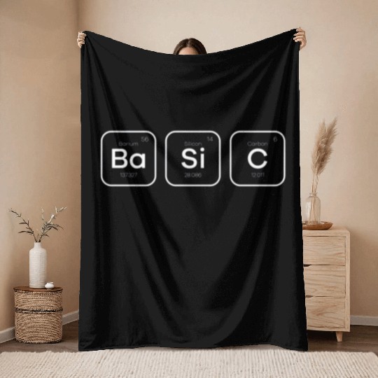 Basic periodic table of elements science Throw Blankets