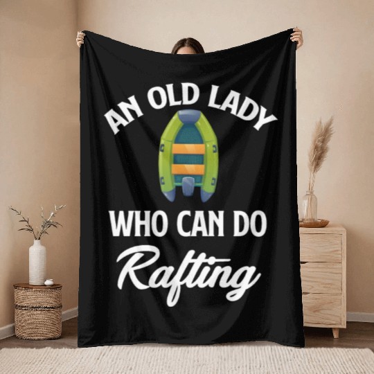 An Old Lady Who Can Do Rafting Grandma Kayaking Throw Blankets
