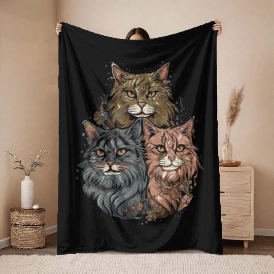 Maine Cat Gang Throw Blankets