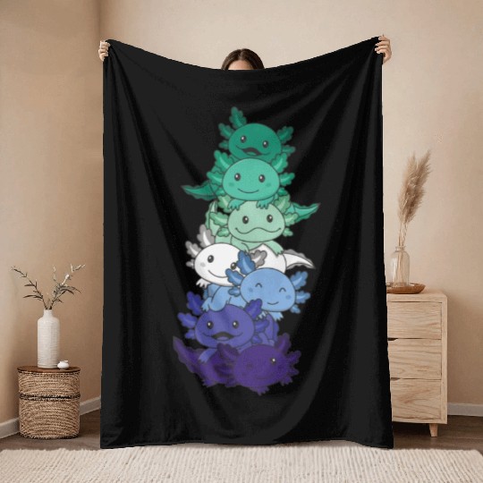 Gay Flag Gay Pride Lgbtq Axolotl Throw Blankets