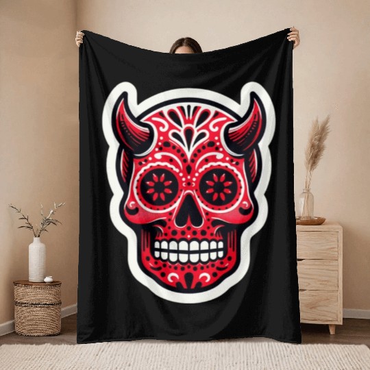 Adventurous Spirit: Daredevil Sugar Skull Throw Blankets