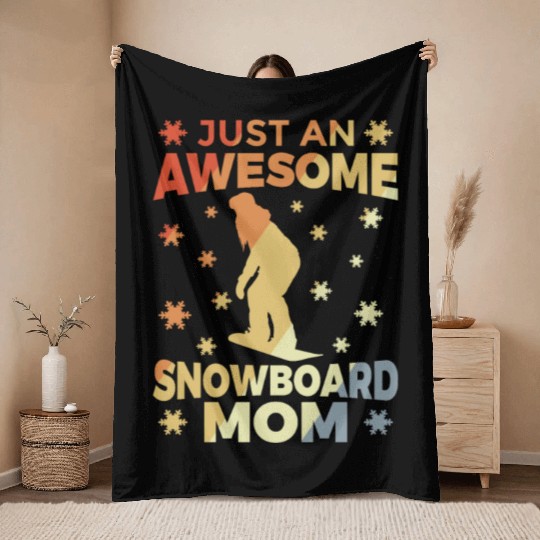 Funny Snowboarding Mother Throw Blankets