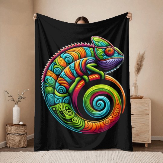 Colorful Chameleon Throw Blankets