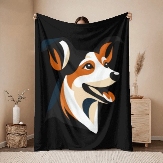 Border Collie Illustration for Dog Lovers Throw Blankets