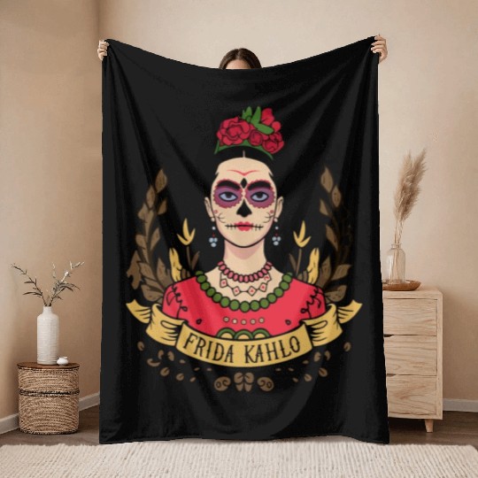Frida Kahlo Day of the Dead Throw Blankets